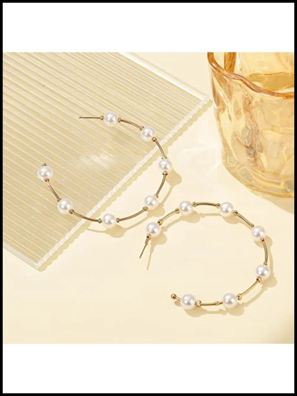 Hypoallergenic Pearl Hoop Earrings, Handmade Drop Dangle Jewelry for Women, Gift